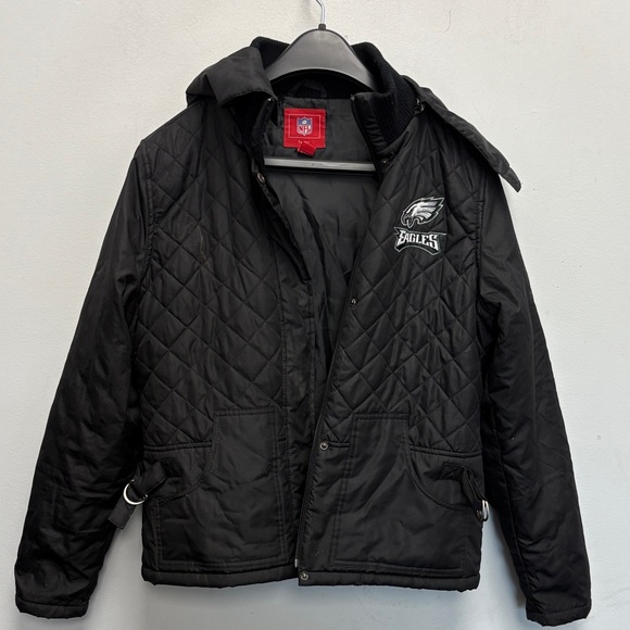 NFL Eagles Women's Black Quilted Jacket - Picture 1 of 4